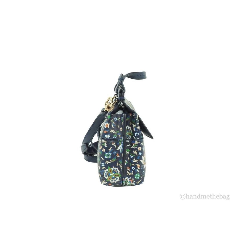 NEW Tory Burch Block Navy Soleil Floral Leather Mini Satchel Crossbody Bag - Picture 14 of 14
